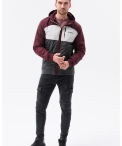 Geaca cu fermoar si model colorblock