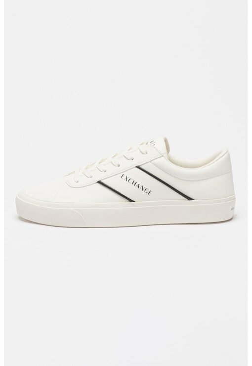 Pantofi sport low-cut de piele ecologica cu detaliu logo
