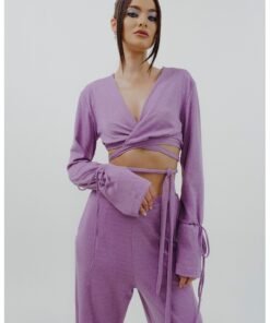 Bluza crop cu aspect lucios Stardust