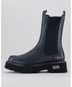 Ghete Chelsea din piele ecologica cu aspect de piele de crocodil