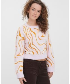 Pulover crop cu model grafic