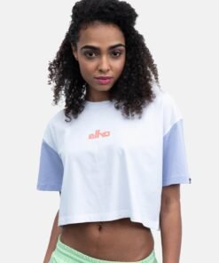 Tricou crop de bumbac cu maneci cazute Judy 6383
