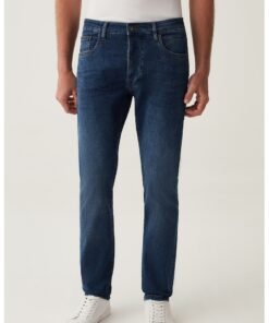 Blugi slim fit cu aspect decolorat