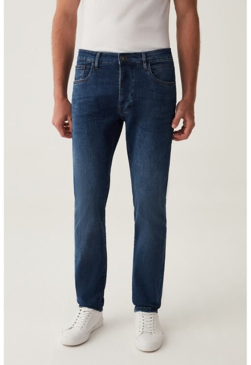 Blugi slim fit cu aspect decolorat