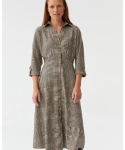 Rochie-camasa midi in carouri
