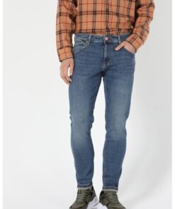 Blugi slim fit cu aspect decolorat Danny