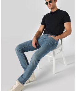 Blugi regular fit cu aspect decolorat Karl