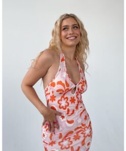 Rochie halter cu model floral