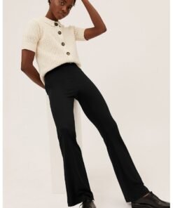 Pantaloni bootcut cu talie inalta