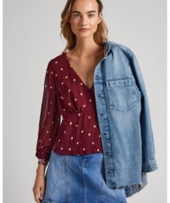 Bluza din sifon cu terminatie evazata