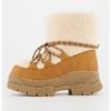 Ghete flatform cu garnituri de piele si piele shearling sintetica