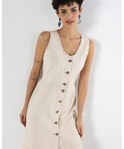 Rochie slim fit din denim cu nasturi