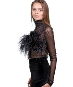Bluza de plasa cu pene