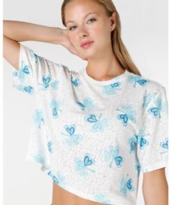 Tricou crop cu imprimeu