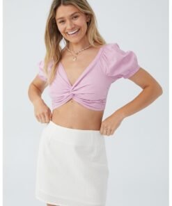 Bluza crop cu maneci scurte
