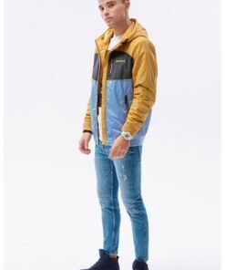 Geaca cu fermoar si model colorblock