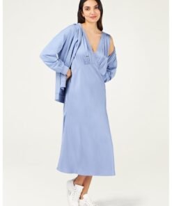 Rochie de satin cu garnituri de dantela
