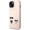 Husa de protectie Case Liquid Silicone Karl and Choupette MagSafe Compatible pentru iPhone 14 Plus - Roz