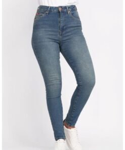 Blugi dama skinny cu aspect decolorat - Dark Blue