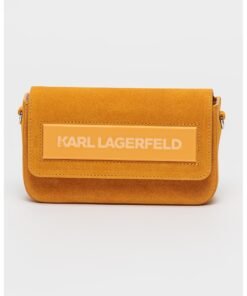 Geanta crossbody din piele intoarsa si piele cu aplicatie logo Ikon