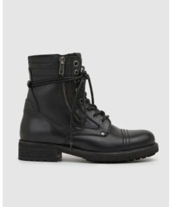 Ghete piele cu design cap-toe