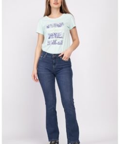 Blugi bootcut cu aspect decolorat
