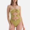 Costum de baie intreg cu model halter si decupaje
