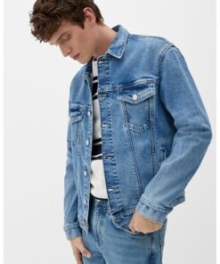 Jacheta de denim cu buzunare pe piept