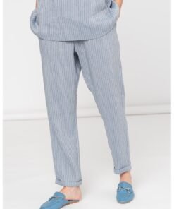 Pantaloni de in si lyocell cu model in dungi