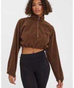Bluza sport crop din fleece