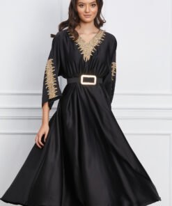 Rochie Bianca neagra cu strasuri si curea in talie