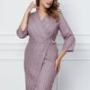 Rochie Dara roz cu imprimeu labirint gri