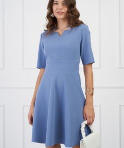 Rochie DY Fashion bleu cu decupaj la decolteu