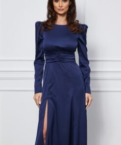 Rochie Dy Fashion bleumarin cu crepeu pe fusta