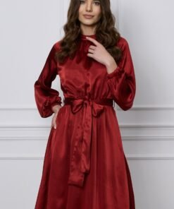 Rochie Dy Fashion caramizie cu elastic si cordon in talie