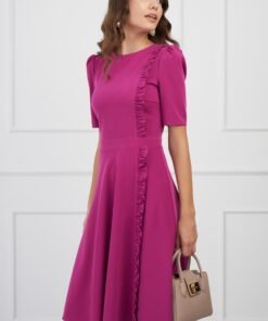 Rochie DY Fashion magenta cu volanas pe o parte
