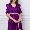 Rochie Ella Collection Aria mov cu cordon in talie