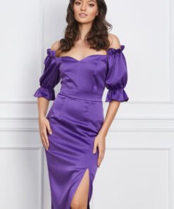 Rochie Ella Collection Sarah violet cu umerii goi
