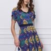 Rochie Kara bleumarin cu imprimeu mandala colorat