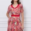 Rochie Kara rosie cu imprimeu floral galben