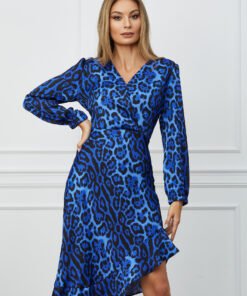 Rochie Karen albastra cu animal print