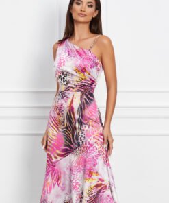 Rochie LaDonna roz cu animal print