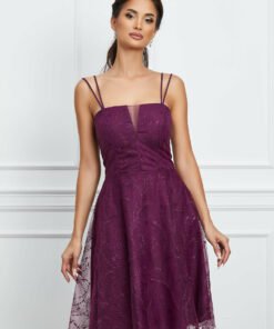Rochie Larisa mov scurta cu glitter