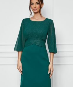 Rochie Mara verde cu glitter la bust