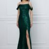 Rochie Mara verde lunga din paiete