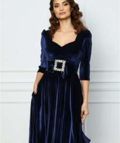 Rochie MBG bleumarin cu funda si catarama maxi in talie