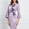 Rochie MBG lila cu broderie din margele si paiete