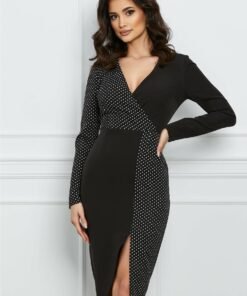 Rochie MBG neagra cu buline albe