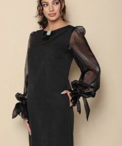 Rochie MBG neagra cu maneci din organza