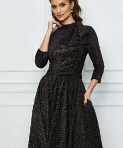 Rochie MBG neagra din catifea cu lurex